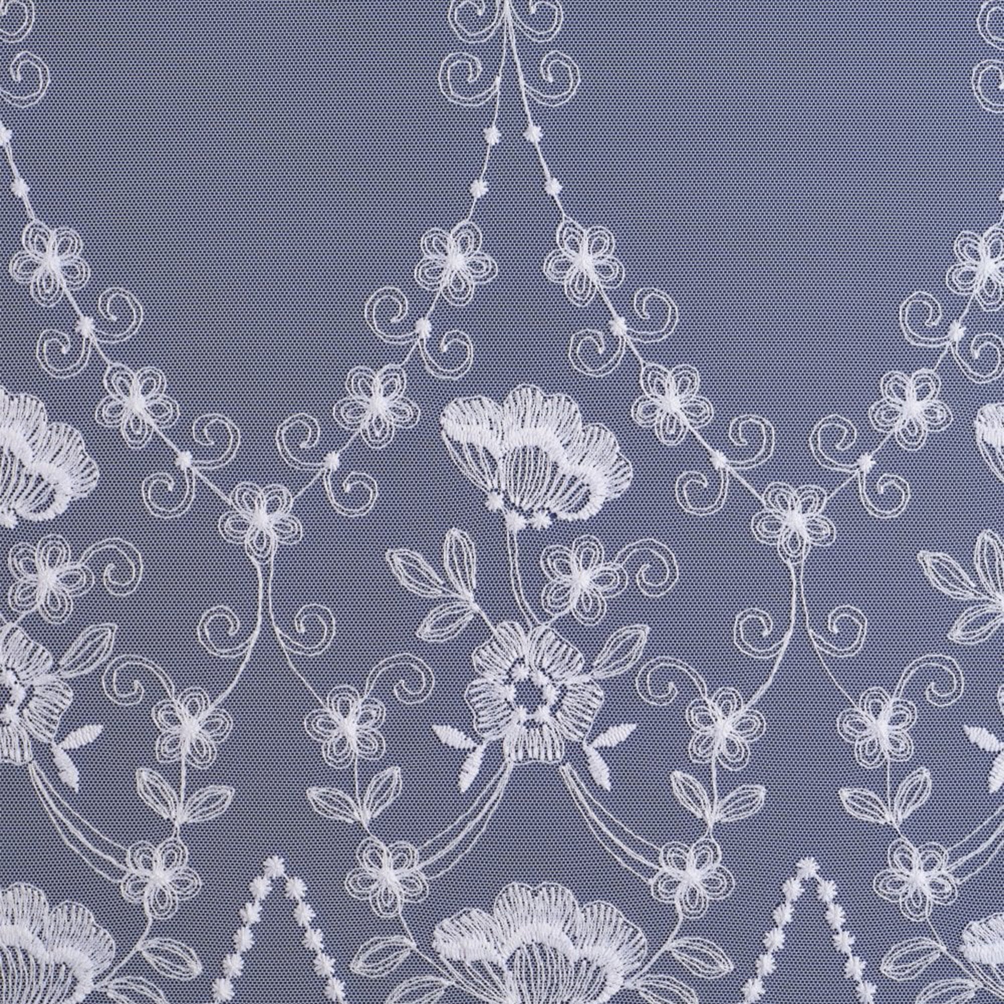 Polly Tulle White Embroidery Net Curtain Made to Measure