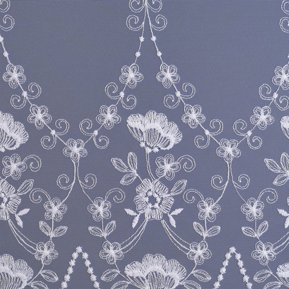 Polly Tulle White Embroidery Net Curtain Made to Measure