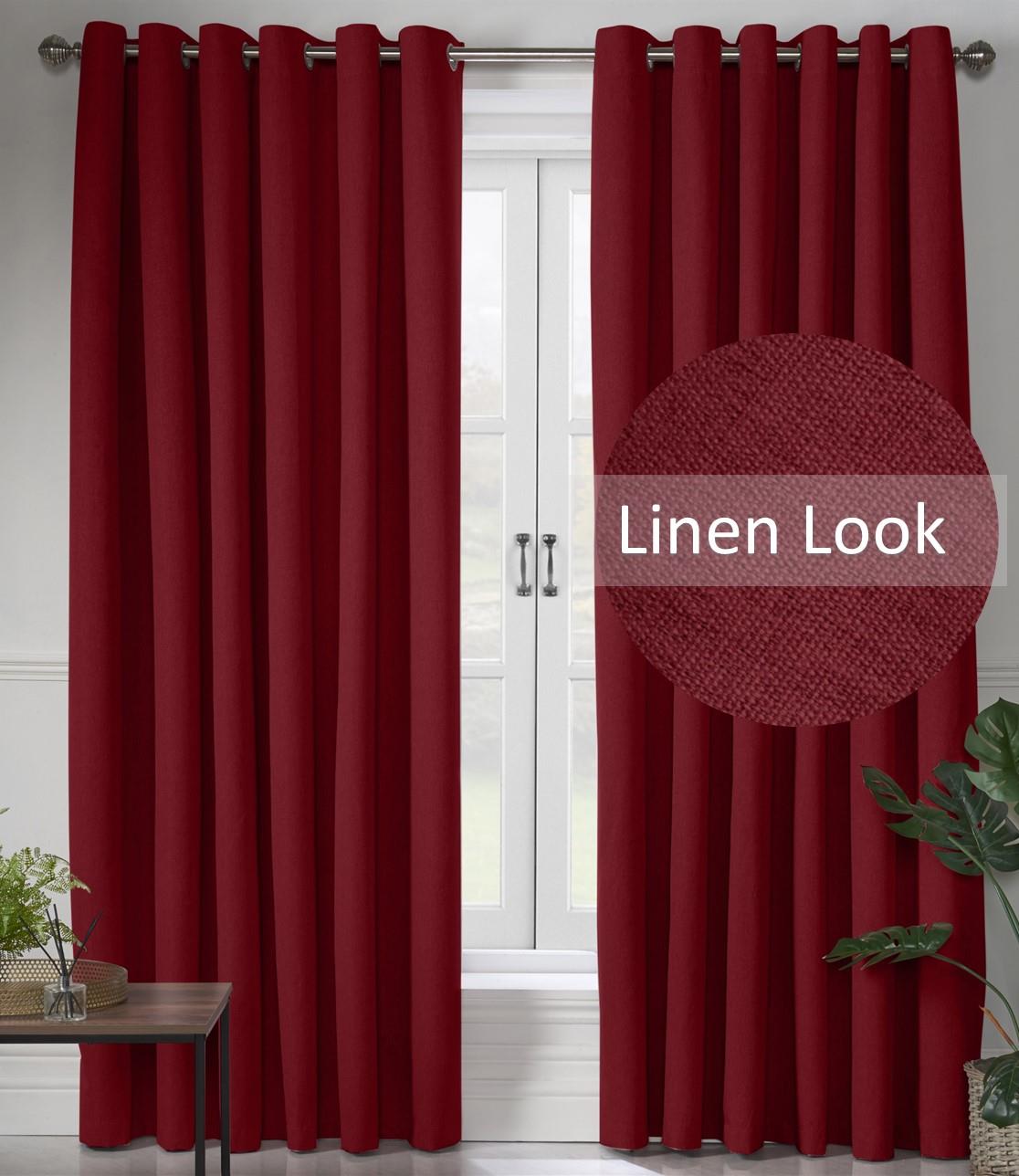 Linen Look Blackout Eyelet Curtains