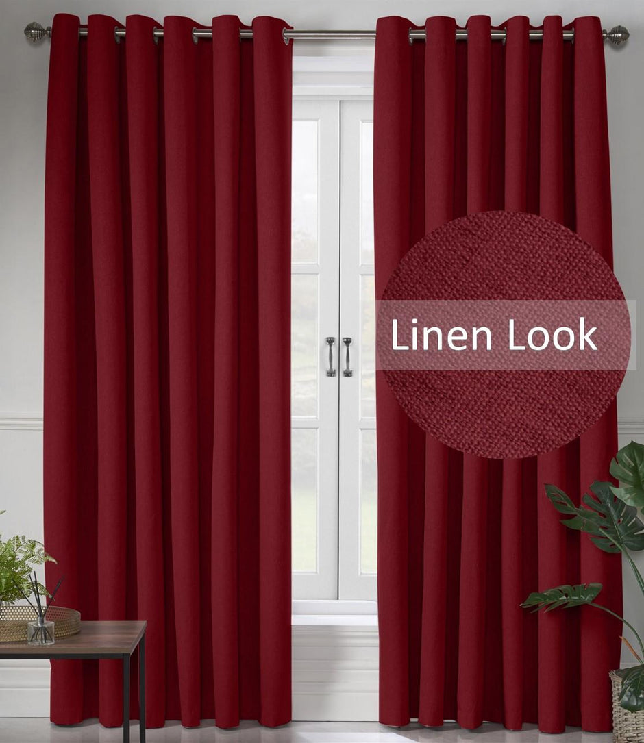 Linen Look Blackout Eyelet Curtains