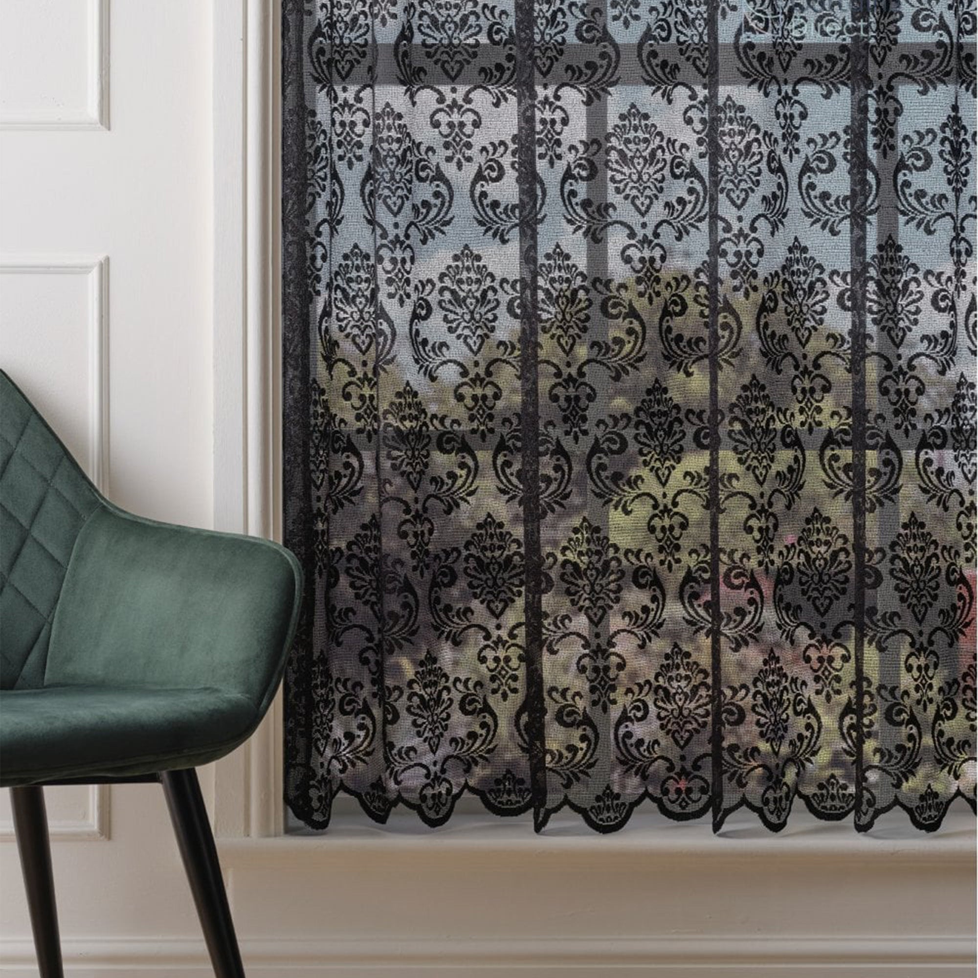Finesse Regal Black Lace Net Curtain Made to Measure