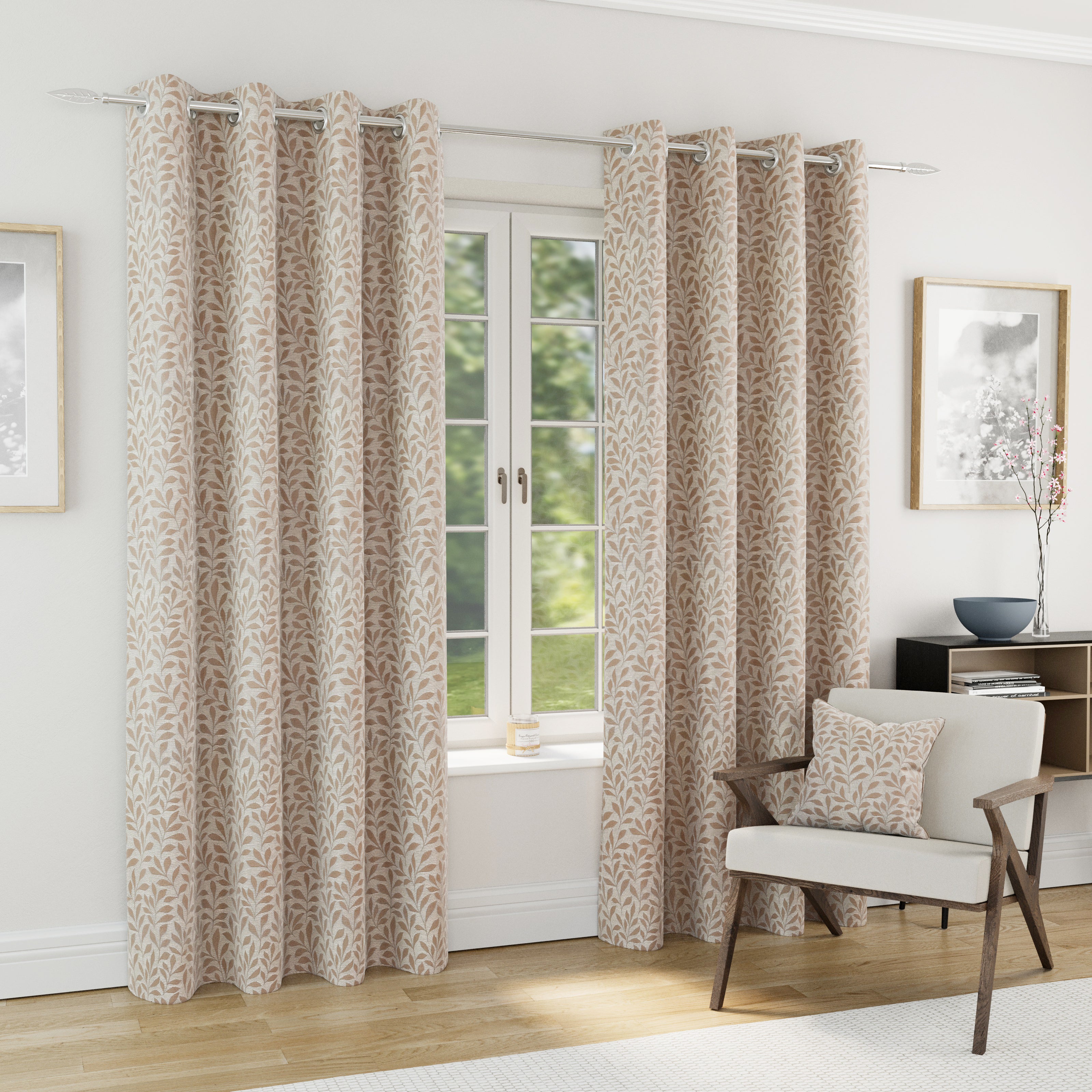 Enhanced Living Sherwood Jacquard Leaf Blackout Readymade Curtain