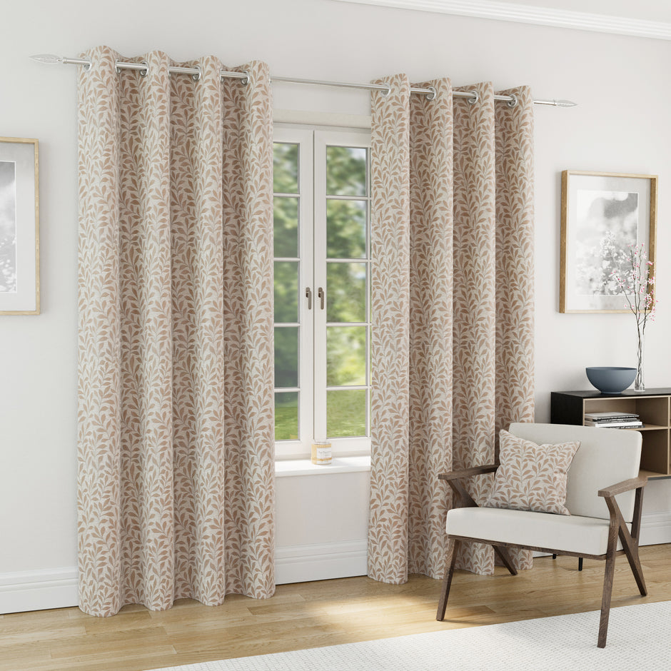 Enhanced Living Sherwood Jacquard Leaf Blackout Readymade Curtain