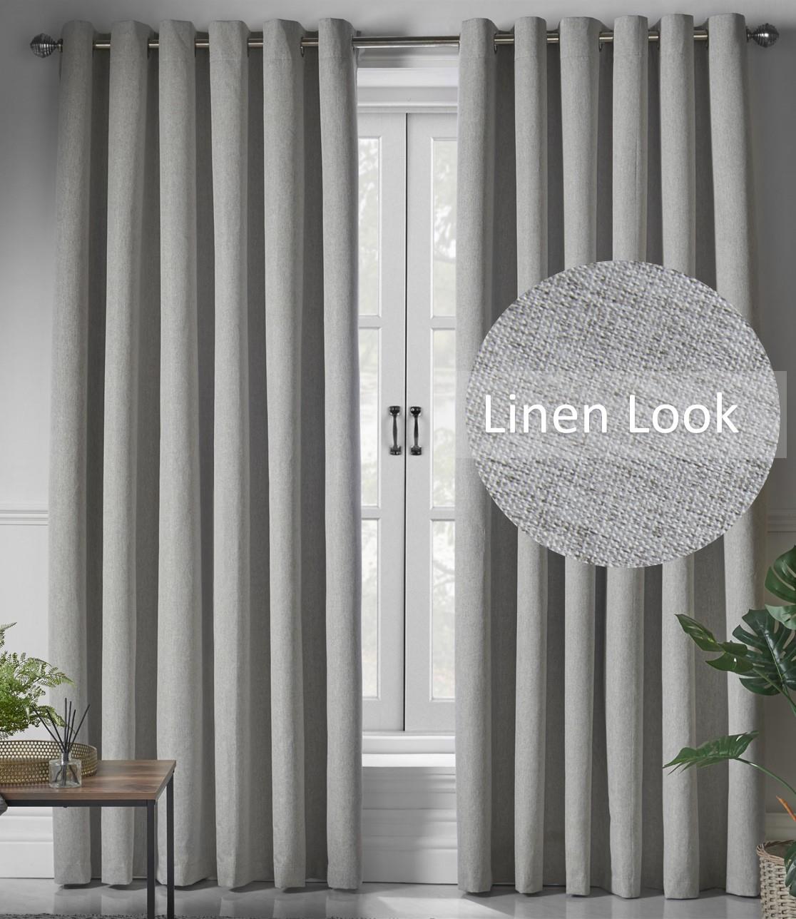 Linen Look Blackout Eyelet Curtains