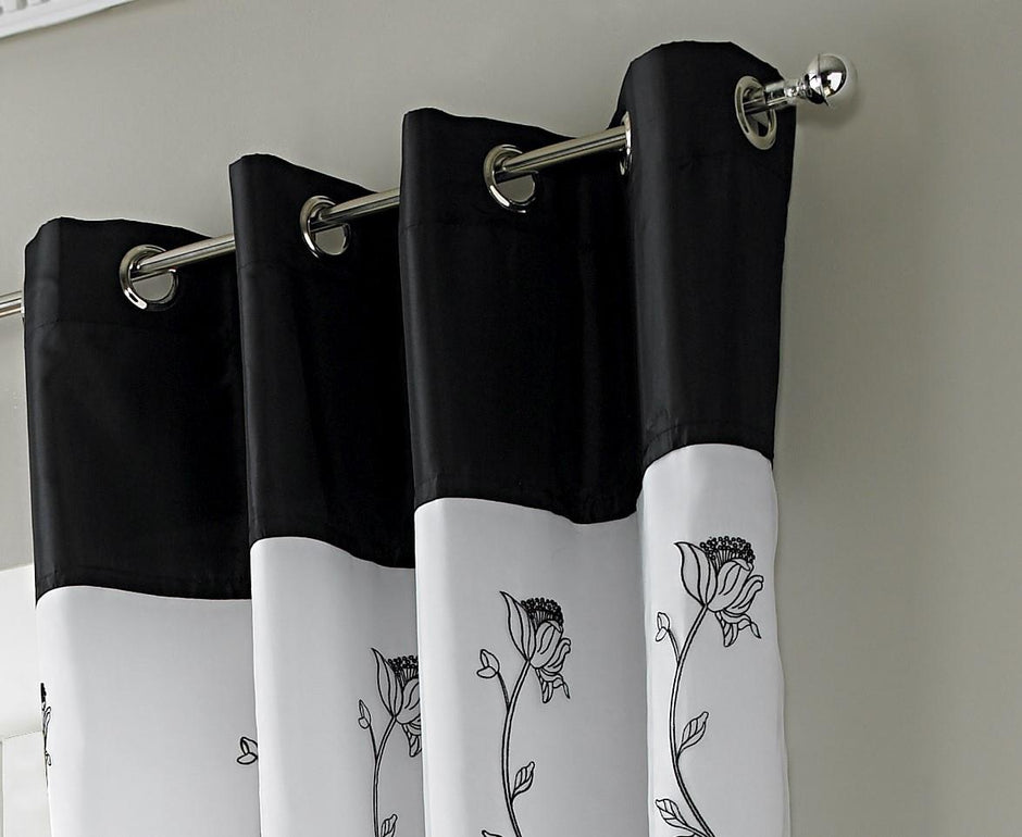 Tahiti Lined Embroidered Eyelet Curtains