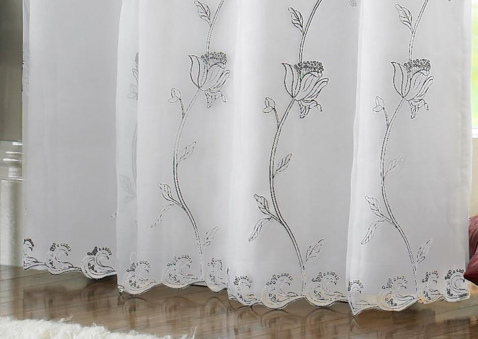 Tahiti Lined Embroidered Eyelet Curtains