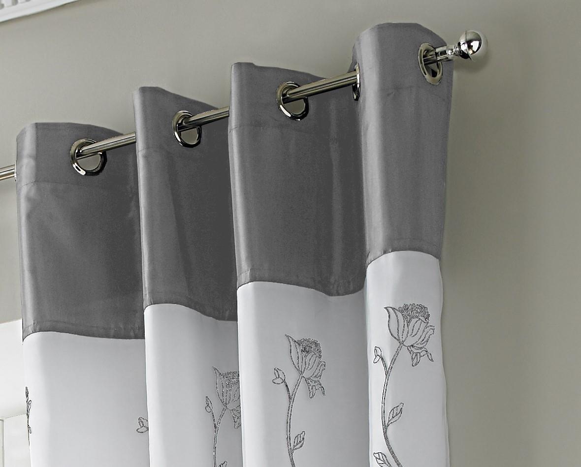 Tahiti Lined Embroidered Eyelet Curtains