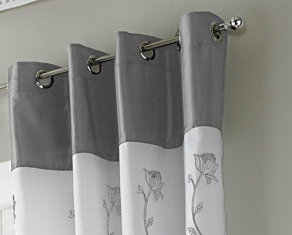 Tahiti Lined Embroidered Eyelet Curtains